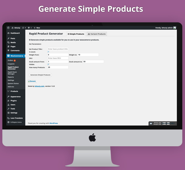 rapid product generator - generate simple and variants stock in seconds