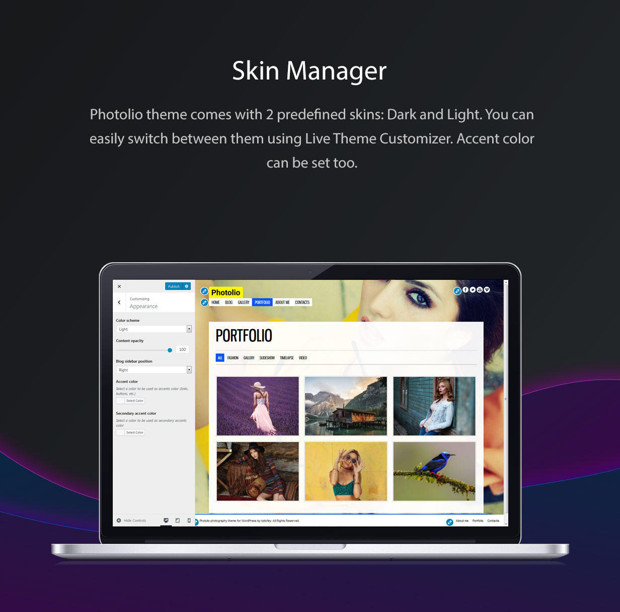 Photolio WordPress Theme Skin Manager