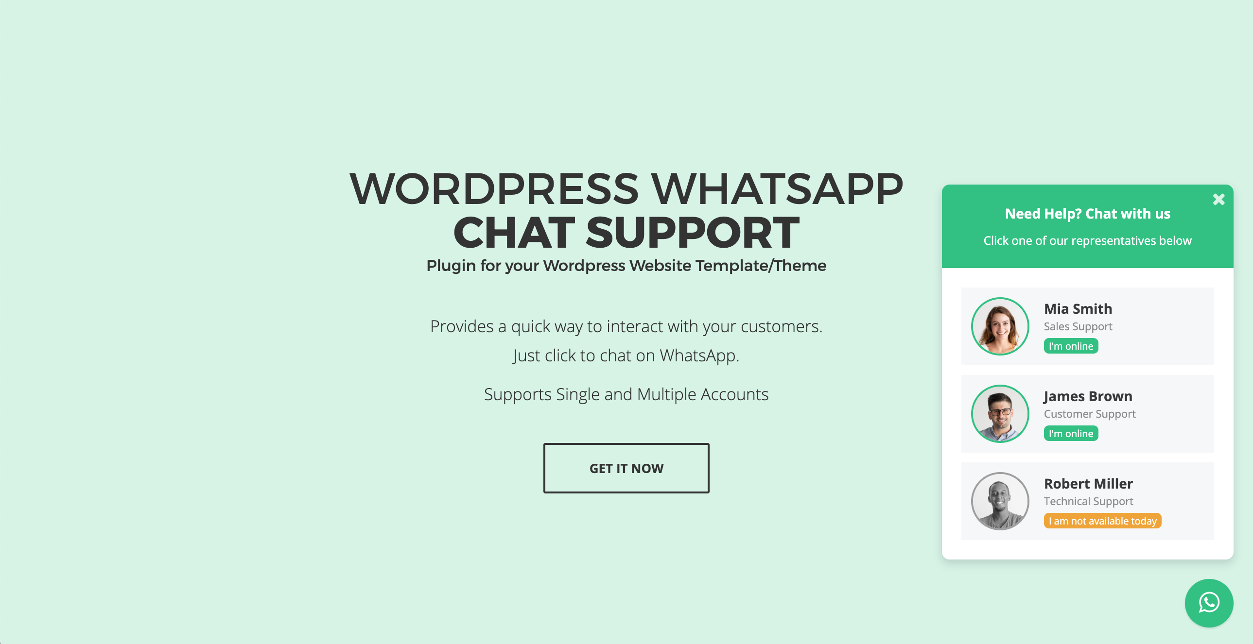 WP WhatsApp Chat Support - WordPress Plugin - 2