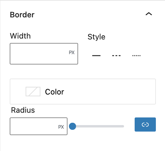 Preview of Border controls in WordPress